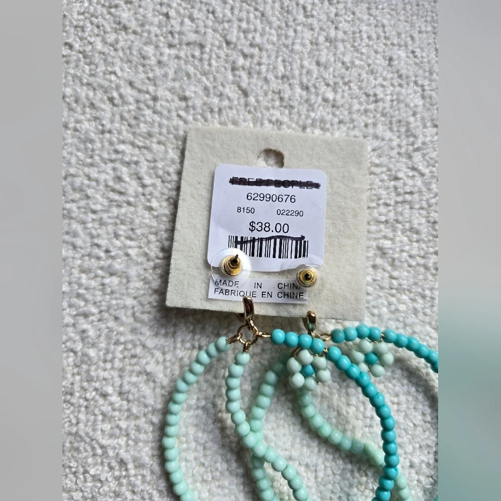 NWT! FREE PEOPLE, Among The Wildflowers Hoop - Turquoise , MSRP $38